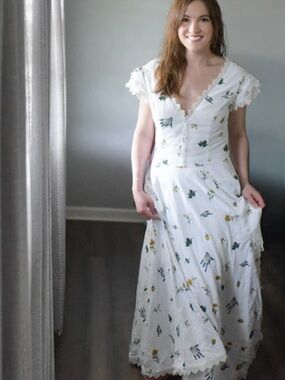 Embroidered Lace Maxi Dress Romantic Feminine Soft Silhouette XS (First Sample)